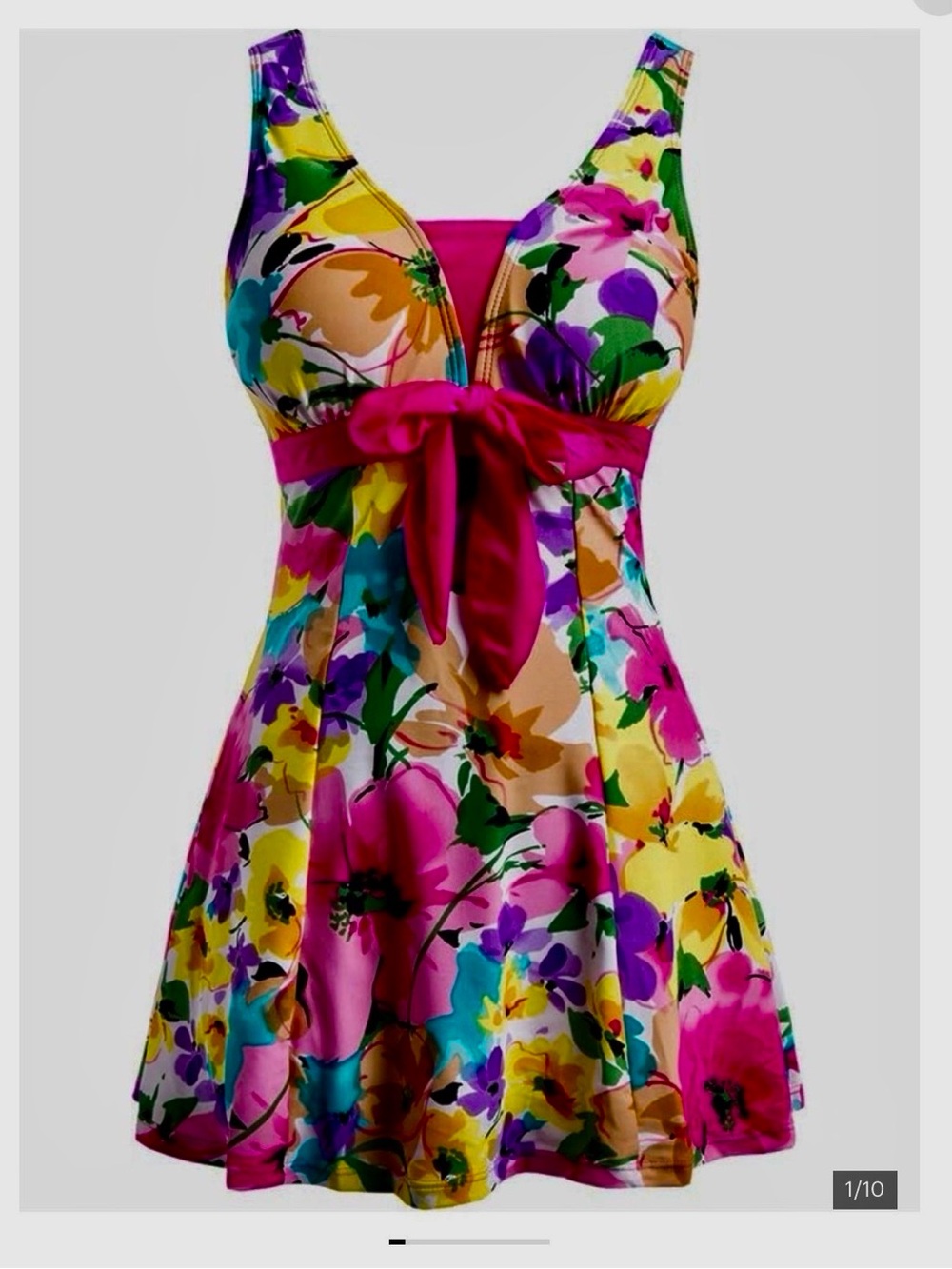 WANTDO Floral Pink Multi Women’s Swim Dress Size 16-18